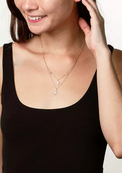 Top 10 ⭐ 1/3 ct. t.w. Diamond Layered Starburst Necklace in 14K White Gold by Belk & Co. ✔️ 3 Top 10 ⭐ 1/3 ct. t.w. Diamond Layered Starburst Necklace in 14K White Gold by Belk & Co. ✔️ - Image 3