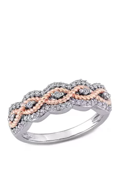 Cheapest 🛒 1/4 ct. t.w. Diamond Braided Ring in 10k 2 Tone Rose and White Gold by Belk & Co. 💯