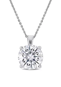 Hot Sale โค๏ธ Lab Created 4 ct. t.w. Moissanite Solitaire Pendant with Chain in 14k White Gold by Belk & Co. โค๏ธ