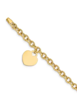 New 💯 14K Yellow Gold Heart Charm Hollow Bracelet by Belk & Co. 😍