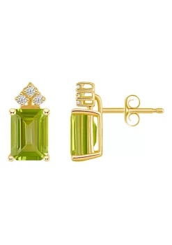 Top 10 😍 14K Gold 8x6 Emerald Cut Peridot 1/8 Cttw Diamond Earrings by Belk & Co. ⌛ -DealsBelk & Co. Store Belk 24690
