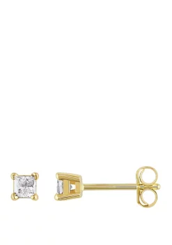 Discount ✨ 1/4 ct. t.w. Princess Cut Diamond Stud Earrings in 14K Yellow Gold by Belk & Co. 🤩 -DealsBelk & Co. Store Belk 24698