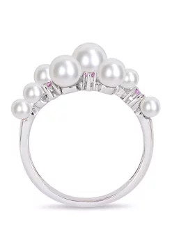 Best Sale 👏 1/10 ct. t.w. Pink Sapphire and Cultured Freshwater Pearl Ring in 10k White Gold by Belk & Co. 😀 -DealsBelk & Co. Store Belk 24700