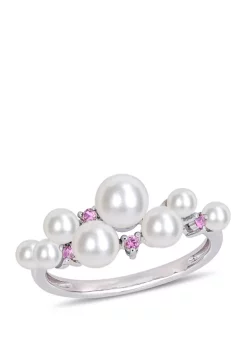 Best Sale 👏 1/10 ct. t.w. Pink Sapphire and Cultured Freshwater Pearl Ring in 10k White Gold by Belk & Co. 😀 -DealsBelk & Co. Store Belk 24702