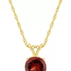Outlet ⌛ 14K Yellow Gold 7mm Round Garnet Pendant Necklace by Belk & Co. 🧨