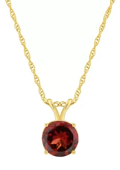 Outlet โ 14K Yellow Gold 7mm Round Garnet Pendant Necklace by Belk & Co. ๐งจ