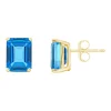 Cheap 🌟 14K Gold 8x6 Emerald Cut Blue Topaz Earrings by Belk & Co. 🔥