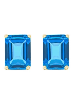 Cheap 🌟 14K Gold 8x6 Emerald Cut Blue Topaz Earrings by Belk & Co. 🔥 -DealsBelk & Co. Store Belk 24716