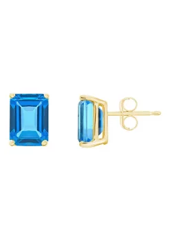 Cheap 🌟 14K Gold 8x6 Emerald Cut Blue Topaz Earrings by Belk & Co. 🔥 -DealsBelk & Co. Store Belk 24718