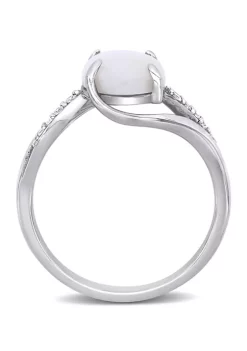 Budget ✨ Opal and 1/10 CT TW Diamond Oval Twist Ring in Sterling Silver by Belk & Co. ❤️ -DealsBelk & Co. Store Belk 24723