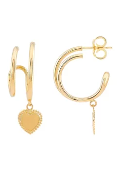 Flash Sale 🎁 Dangle Heart on Double Illusion Hoop Earrings in 10K Yellow Gold by Belk & Co. 🎁 -DealsBelk & Co. Store Belk 24726