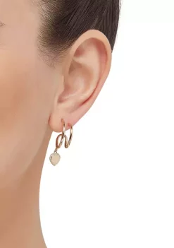 Flash Sale 🎁 Dangle Heart on Double Illusion Hoop Earrings in 10K Yellow Gold by Belk & Co. 🎁 -DealsBelk & Co. Store Belk 24727