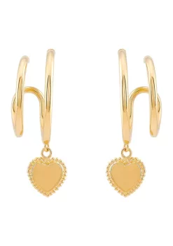 Flash Sale 🎁 Dangle Heart on Double Illusion Hoop Earrings in 10K Yellow Gold by Belk & Co. 🎁 -DealsBelk & Co. Store Belk 24728