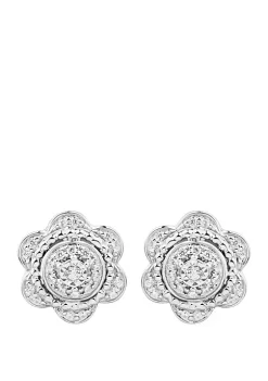 Promo 🧨 1/5 ct. t.w. Diamond Flower Earrings in Sterling Silver by Belk & Co. 👏