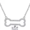 Best Sale ⌛ Lab Created 3/4 CT DEW Created Moissanite 🦮 Dog Bone with Hanging Heart Necklace in Sterling Silver by Belk & Co. ✔️
