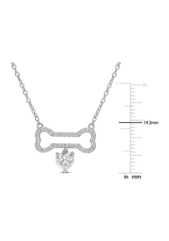 Best Sale ⌛ Lab Created 3/4 CT DEW Created Moissanite 🦮 Dog Bone with Hanging Heart Necklace in Sterling Silver by Belk & Co. ✔️ -DealsBelk & Co. Store Belk 24744