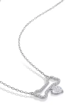 Best Sale ⌛ Lab Created 3/4 CT DEW Created Moissanite 🦮 Dog Bone with Hanging Heart Necklace in Sterling Silver by Belk & Co. ✔️ -DealsBelk & Co. Store Belk 24746