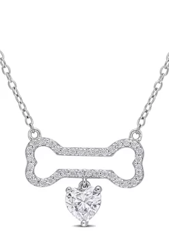 Best Sale ⌛ Lab Created 3/4 CT DEW Created Moissanite 🦮 Dog Bone with Hanging Heart Necklace in Sterling Silver by Belk & Co. ✔️ -DealsBelk & Co. Store Belk 24747