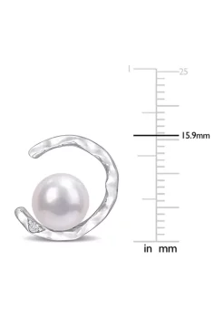 Brand new 🧨 Lab Created 7.5-8mm Freshwater Cultured Pearl and Created White Sapphire Open Wave Stud Earrings in Sterling Silver by Belk & Co. ❤️ -DealsBelk & Co. Store Belk 24781