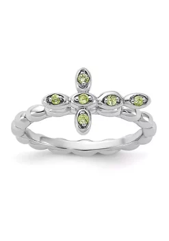 Promo 🧨 1/10 ct. t.w. Peridot Stackable Expressions Rhodium Plated Cross Ring in Sterling Silver by Belk & Co. 🎁 -DealsBelk & Co. Store Belk 24787