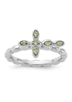 Promo 🧨 1/10 ct. t.w. Peridot Stackable Expressions Rhodium Plated Cross Ring in Sterling Silver by Belk & Co. 🎁 -DealsBelk & Co. Store Belk 24789