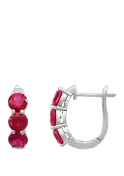 Top 10 😉 Created Ruby Hoop Earrings in Sterling Silver by Belk & Co. 🔥