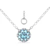 Outlet ❤️ 1-1/3 ct. 7MM Round Blue and White Topaz Crown Necklace on 16 inch Chain with Extender, Sterling Silver by Belk & Co. 🎉