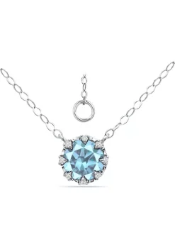 Outlet ❤️ 1-1/3 ct. 7MM Round Blue and White Topaz Crown Necklace on 16 inch Chain with Extender, Sterling Silver by Belk & Co. 🎉