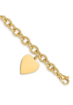 Coupon ❤️ 14K Yellow Gold 8.5-inch Polished Link with Heart Charm Bracelet by Belk & Co. 🎉 -DealsBelk & Co. Store Belk 24804