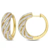 Discount ❤️ 1 ct. t.w. Diamond Swirl Design Hoop Earrings in 14K Yellow Gold by Belk & Co. ⌛