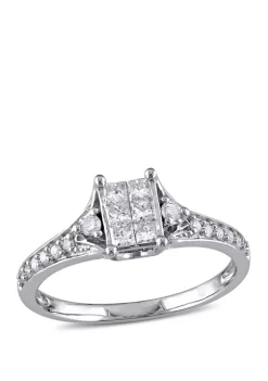 Buy 🛒 1/2 ct. t.w. Diamond Princess Cut Engagement Ring in 10k White Gold by Belk & Co. 🥰