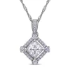 Best deal ⌛ Lab Created 1 ct. t.w. Moissanite and 1/10 ct. t.w. Diamond Princess-Cut Halo Pendant with Chain in 10k White Gold by Belk & Co. 🎉