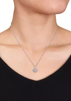 Best deal ⌛ Lab Created 1 ct. t.w. Moissanite and 1/10 ct. t.w. Diamond Princess-Cut Halo Pendant with Chain in 10k White Gold by Belk & Co. 🎉 -DealsBelk & Co. Store Belk 24840