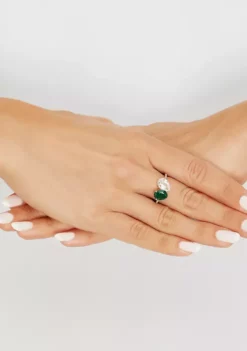 Hot Sale 😍 Created Emerald and Created White Sapphire Ring in 10K Yellow Gold by Belk & Co. 🔔 -DealsBelk & Co. Store Belk 2485