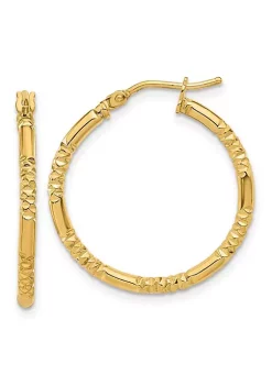 Best deal 🌟 14K Yellow Gold Polished and Textured Hoop Earrings by Belk & Co. 🎁 -DealsBelk & Co. Store Belk 24853