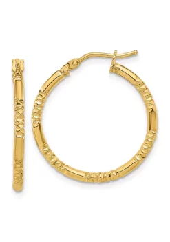 Best deal 🌟 14K Yellow Gold Polished and Textured Hoop Earrings by Belk & Co. 🎁 -DealsBelk & Co. Store Belk 24855
