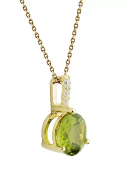 Discount 🎉 Lab Created Peridot and White Sapphire Necklace with 18" Singapore Chain in 10K Yellow Gold by Belk & Co. ⭐ -DealsBelk & Co. Store Belk 24858