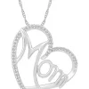 Best Pirce 🎁 1/8 ct. t.w. Diamond Heart Mom Pendant in Sterling Silver by Belk & Co. 🧨