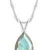 Promo 👏 Sterling Silver 12x8mm Pear Shape Labradorite Pendant Necklace by Belk & Co. ✔️