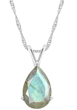 Promo 👏 Sterling Silver 12x8mm Pear Shape Labradorite Pendant Necklace by Belk & Co. ✔️