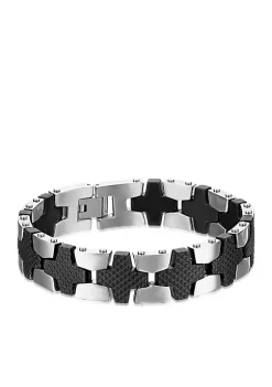 Flash Sale 🛒 Men's Stainless Steel Textured Bracelet by Belk & Co. 🤩