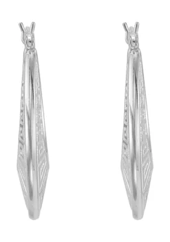 Coupon 🛒 Grad Oval Greek Key Design Hoop Earrings in Sterling Silver by Belk & Co. ⭐ -DealsBelk & Co. Store Belk 2489