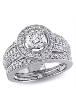 Deals 🧨 1.5 ct. t.w. Diamond Halo Bridal Set in 14k White Gold by Belk & Co. 🥰