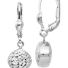 Best Pirce 🤩 14K White Gold Polished and Diamond-Cut Dangle Leverback Earrings by Belk & Co. 🔔