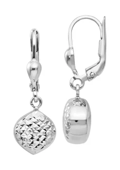 Best Pirce 🤩 14K White Gold Polished and Diamond-Cut Dangle Leverback Earrings by Belk & Co. 🔔