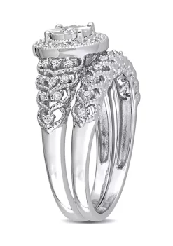 Cheapest 🛒 1/3 CT TW Diamond Halo Bridal Ring Set in Sterling Silver by Belk & Co. 🧨 -DealsBelk & Co. Store Belk 24925