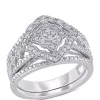 Deals 💯 1/4 ct. t.w. Diamond Halo Bridal Set in Sterling Silver by Belk & Co. 🥰