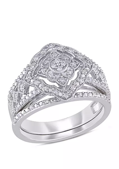 Deals ๐ฏ 1/4 ct. t.w. Diamond Halo Bridal Set in Sterling Silver by Belk & Co. ๐ฅฐ 1 Deals ๐ฏ 1/4 ct. t.w. Diamond Halo Bridal Set in Sterling Silver by Belk & Co. ๐ฅฐ