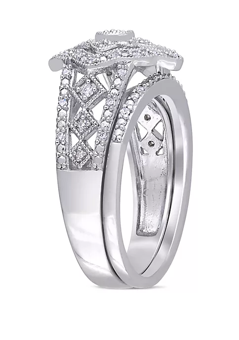 Deals ๐ฏ 1/4 ct. t.w. Diamond Halo Bridal Set in Sterling Silver by Belk & Co. ๐ฅฐ 2 Deals ๐ฏ 1/4 ct. t.w. Diamond Halo Bridal Set in Sterling Silver by Belk & Co. ๐ฅฐ - Image 2