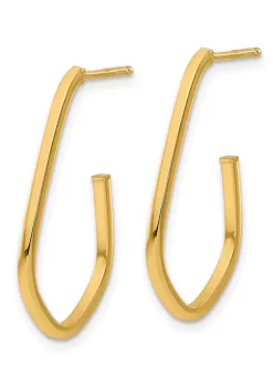 Promo 🛒 14K Yellow Gold Polished Geometric Shaped J-Hoop Post Earrings by Belk & Co. 🔥 -DealsBelk & Co. Store Belk 24934